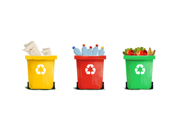 Открытое ведро с мусором в цвете рисунок