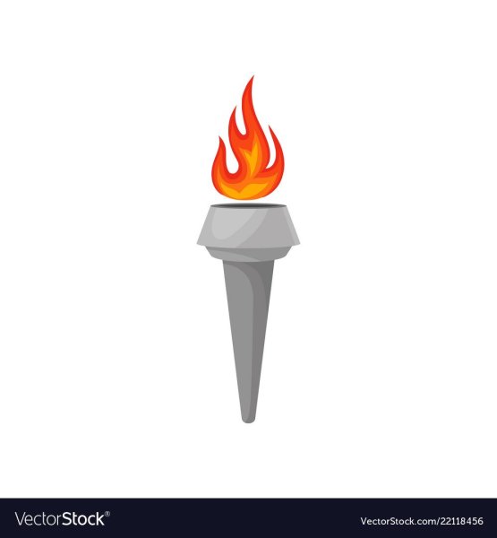 Факел с огнем на белом фоне