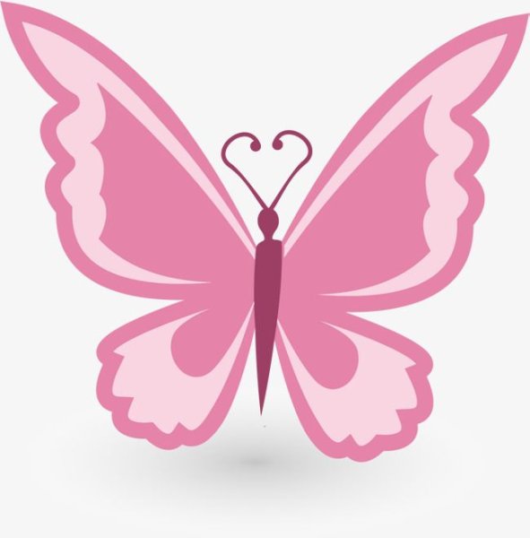 Розовая бабочка мультяшная