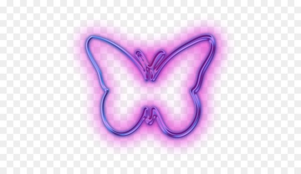 Неоновые бабочки на прозрачном фоне