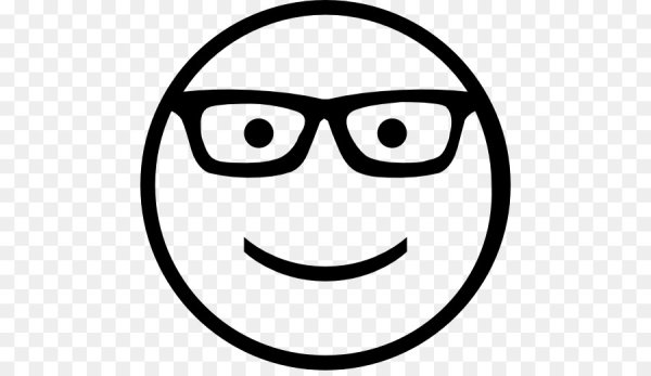 Смайл в очках черно белый