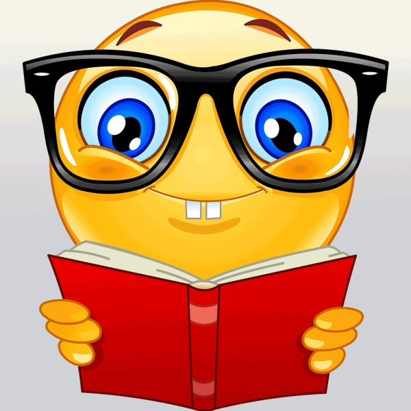 Смайл в очках с книгой