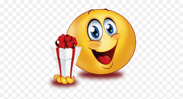 Смайлик подарок на прозрачном фоне