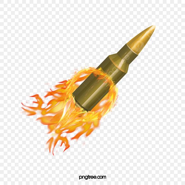 Пуля в полете на белом фоне