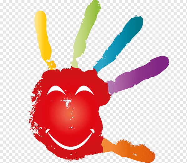 Цветные ладошки на прозрачном фоне