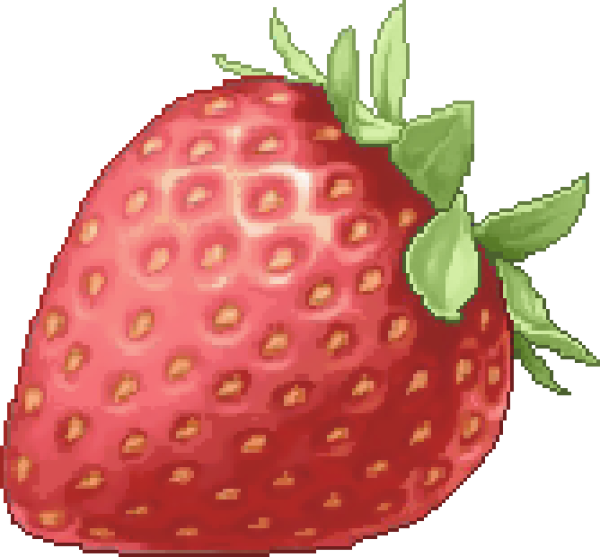 Пиксельная клубника на белом фоне