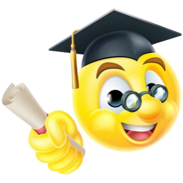 Умный смайлик на прозрачном фоне