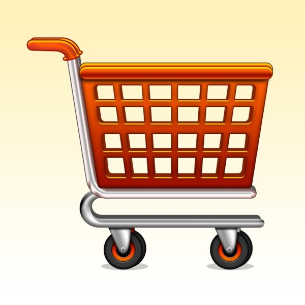 Тележка для продуктов на прозрачном фоне