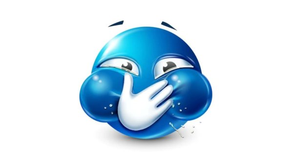 Голубой смайлик смеется