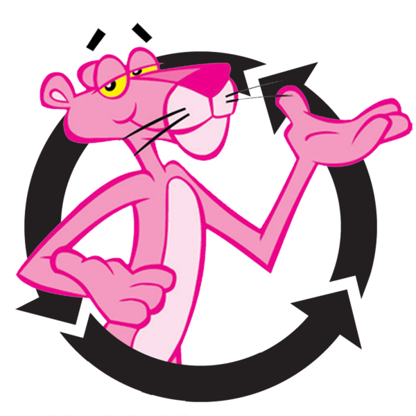 Розовая пантера на белом фоне