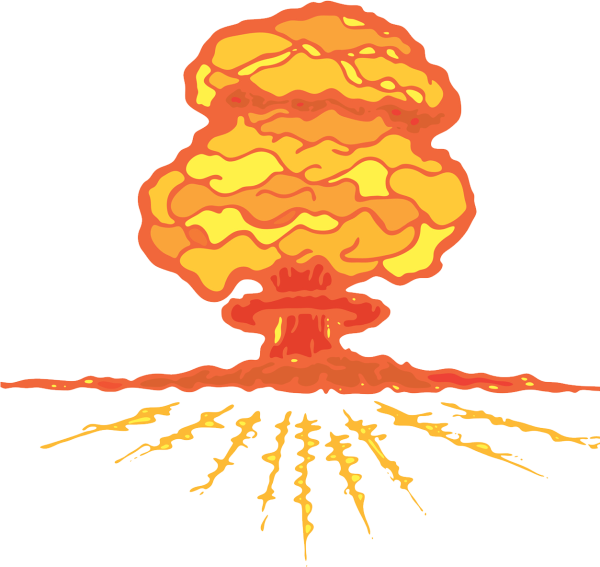 Ядерный взрыв на белом фоне