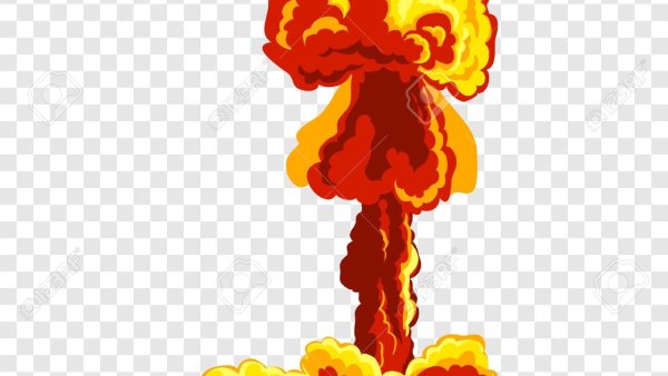 Ядерный взрыв на белом фоне