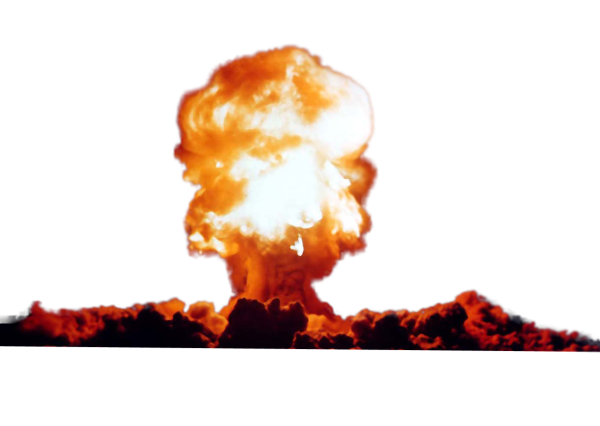 Ядерный гриб на белом фоне
