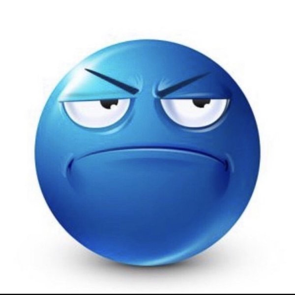 Синий смайлик серьезный