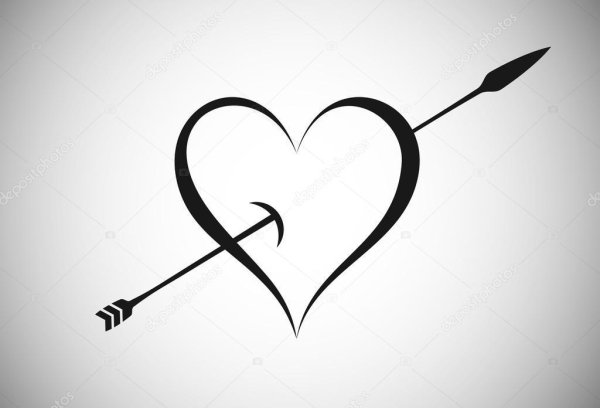 Черное сердце пронзенное стрелой
