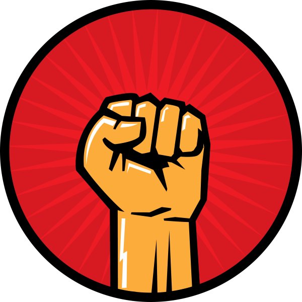 Сжатый кулак на Красном фоне