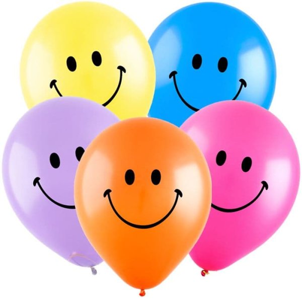 Латексные шары Смайл ассорти пастель