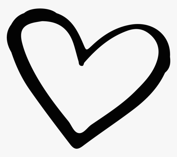 Сердце контур черный