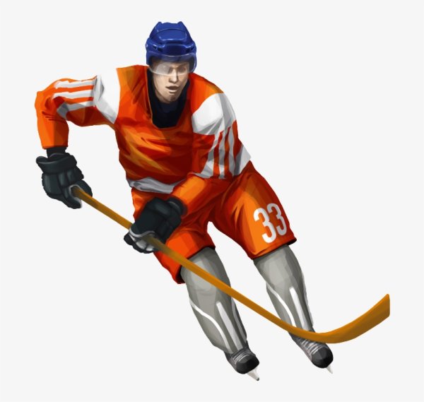 Хоккеист на прозрачном фоне