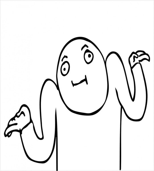 Смайлик пожимает плечами и разводит руками