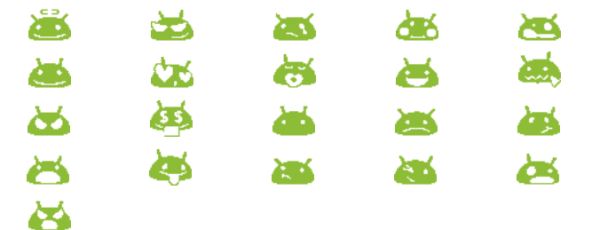 Смайлики в виде зелёного андроида