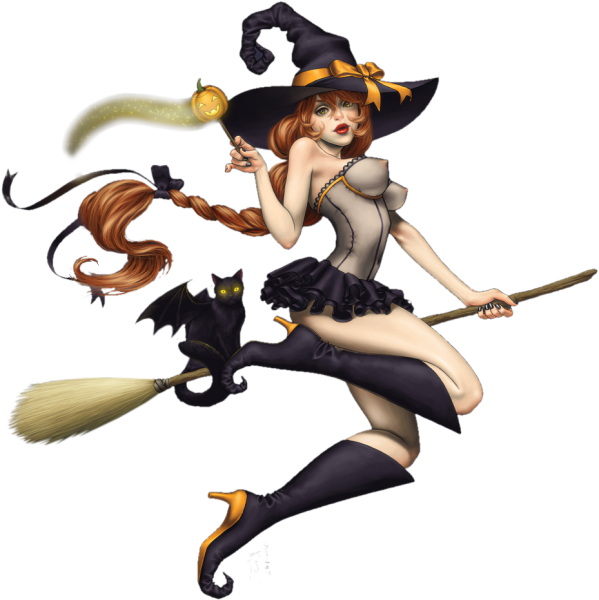 Женщина ведьма на метле