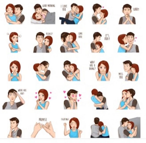 Стикеры парень и девушка