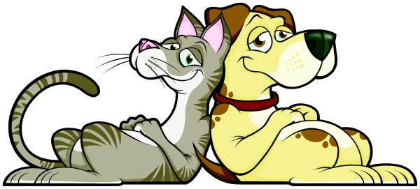 Кошка и собака рисунок