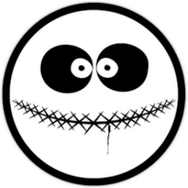 Страшный смайлик черно белый
