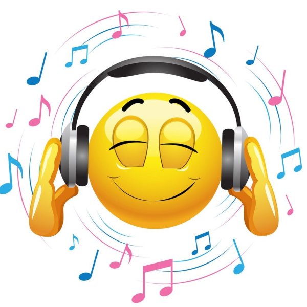 Смайлик с наушниками