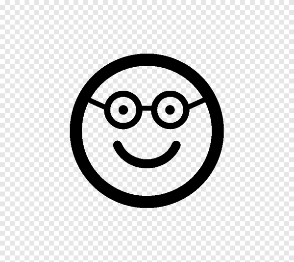 Смайл в очках черно белый