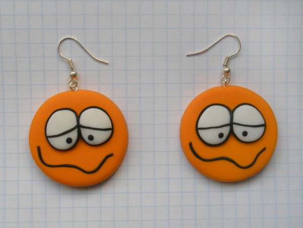 Серьги из полимерной глины смайлики