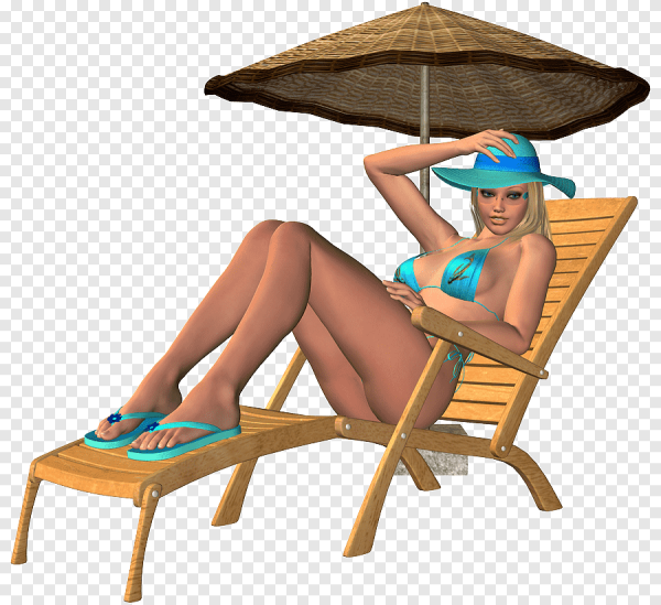 Девушка на пляже на прозрачном фоне