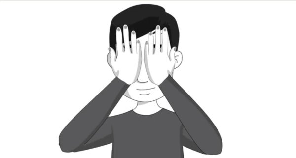 Закрытые глаза руками