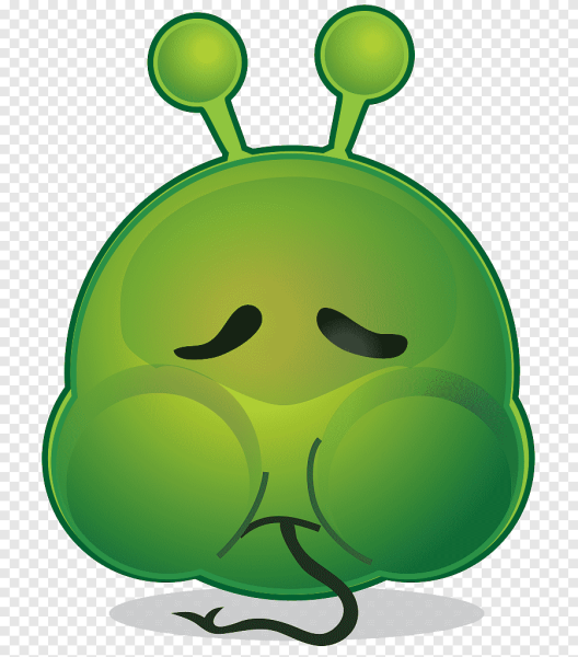 Зеленый смайлик с рожками