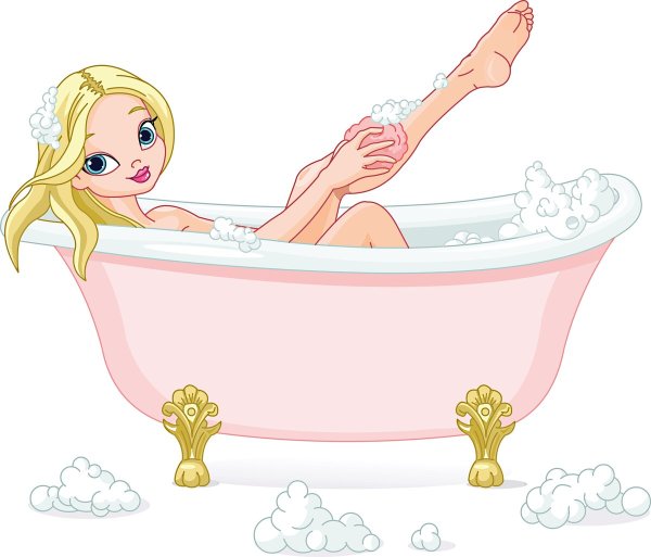 Мультяшная девочка в ванной