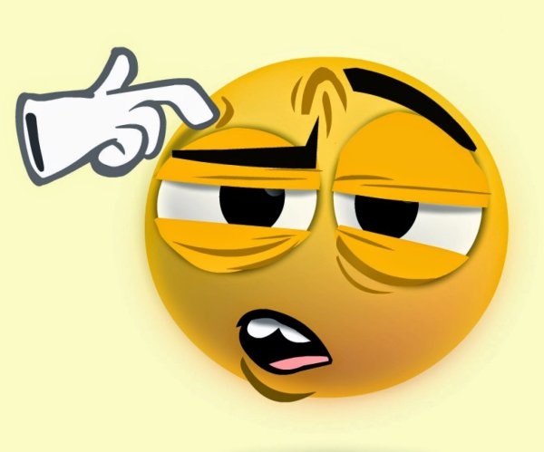 Смайлик крутит у Виска пальцем
