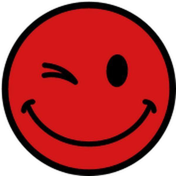 Веселый смайлик красный