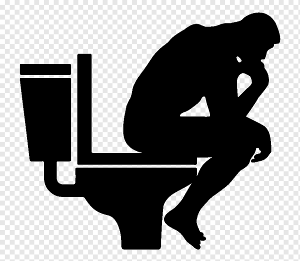 Мужчина бежит в туалет