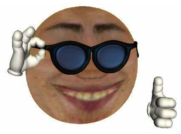 Смайлик в очках показывает класс