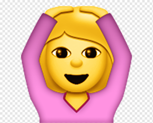 Смайлик девушка с поднятыми руками