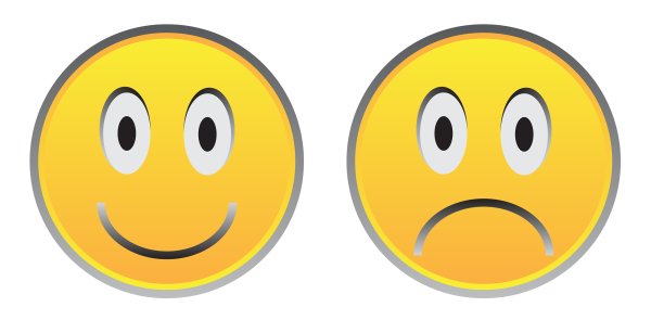 Грустный и веселый смайлик