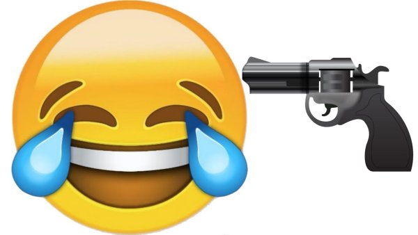 Смеющийся Смайл с пистолетом