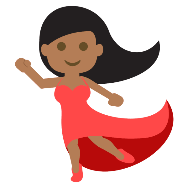 Смайлик Танцующая девушка в Красном платье