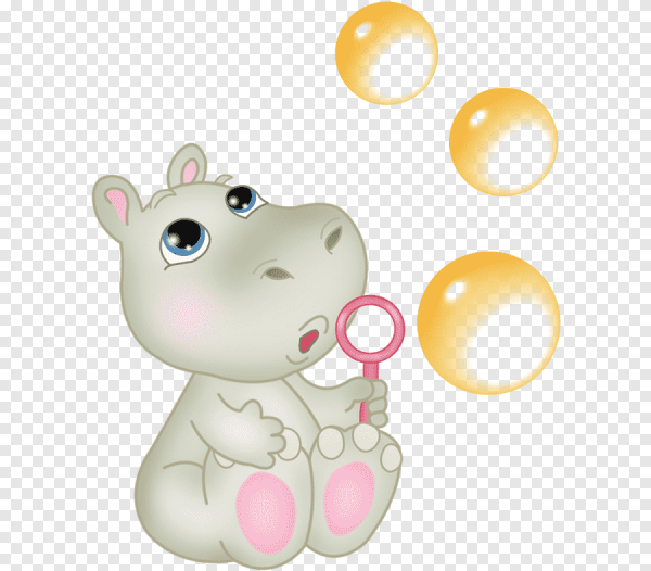 Бегемотик на белом фоне с шариками