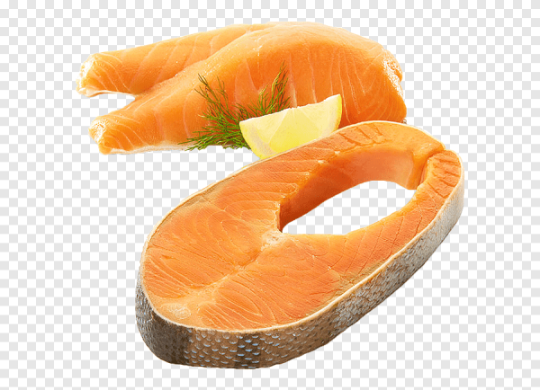 Стейк семги на прозрачном фоне