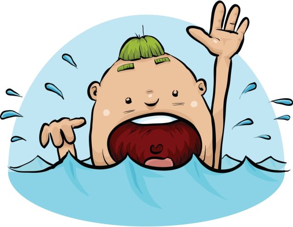 Человек тонет иллюстрация