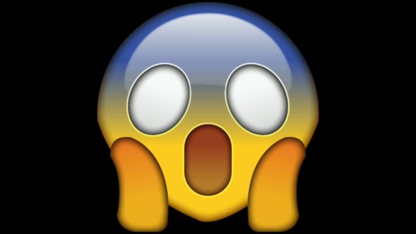 Удивленный смайлик на черном фоне