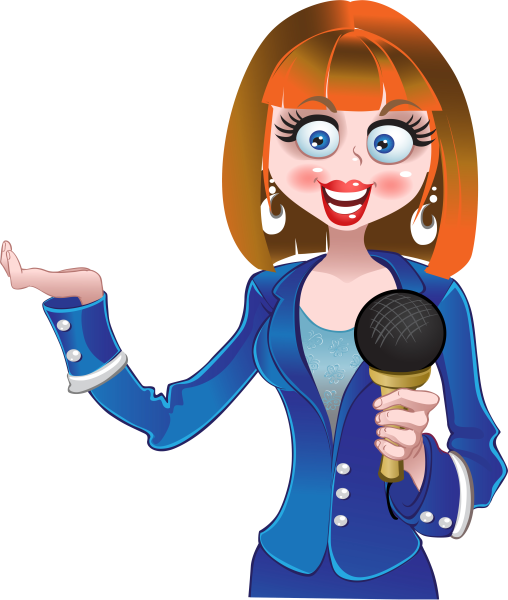 Мультяшный ведущий с микрофоном