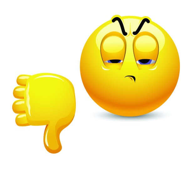 Смайлик показывает вниз пальцем